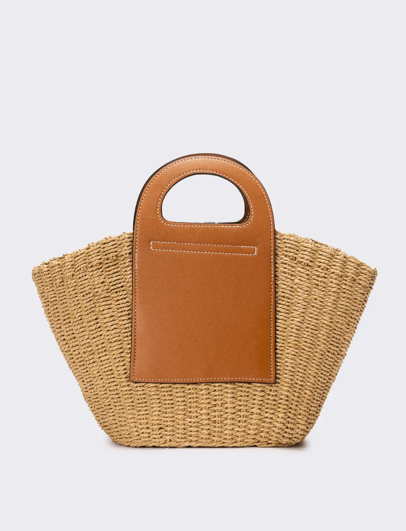 Borsa donna cesto con manici a maniglia - Marrone