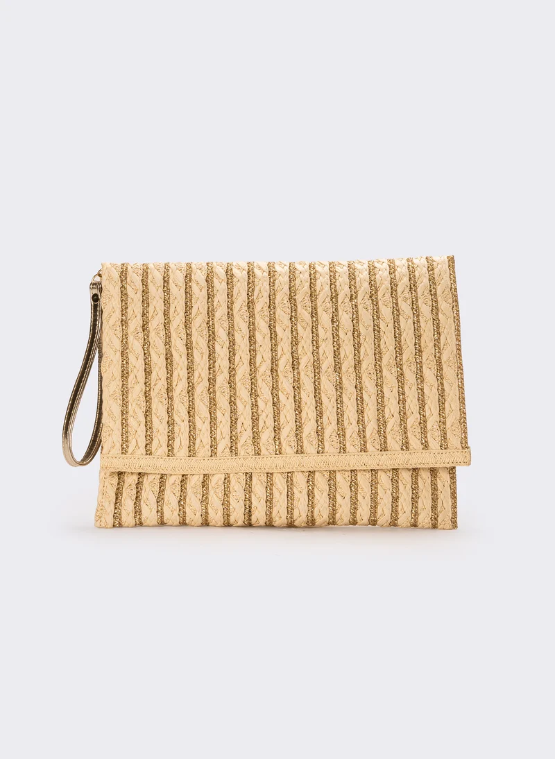 Pochette donna in carta con maniglia e tracolla - Bianco natural
