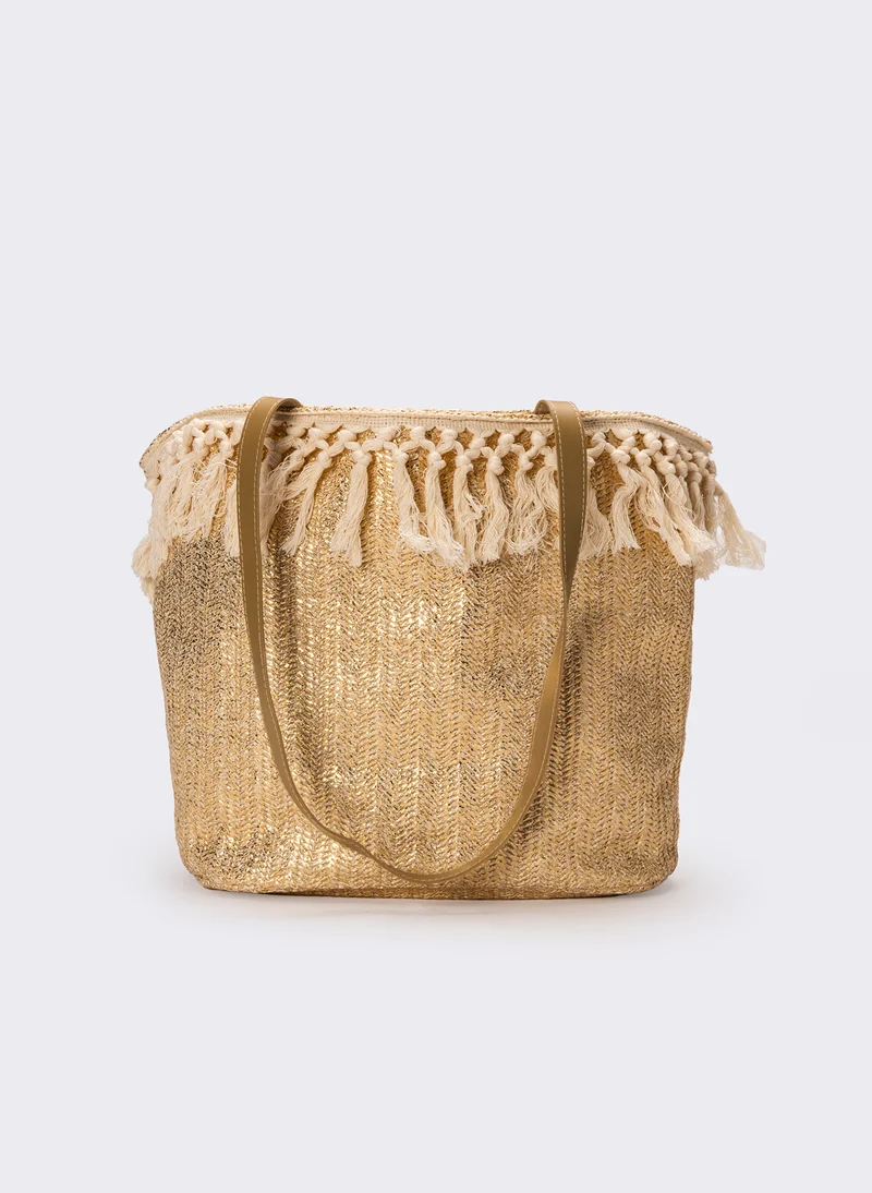 Shopper etnica donna con frange - Oro