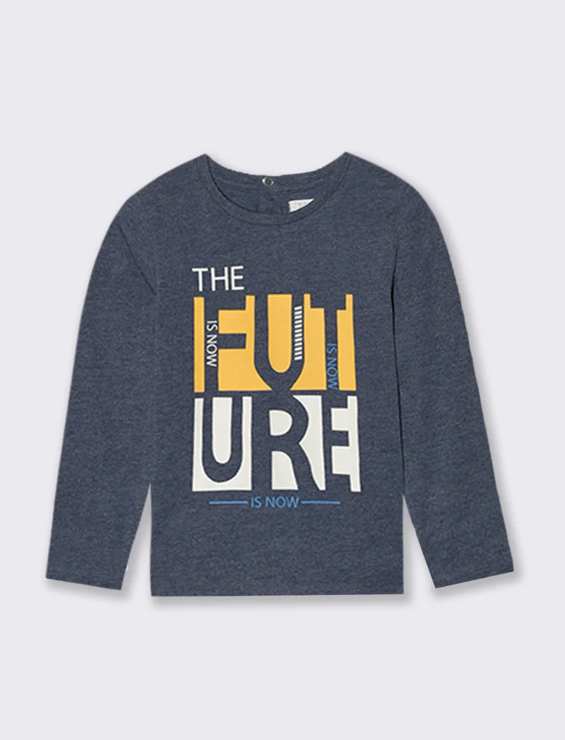 T shirt tessuto melange - Blu