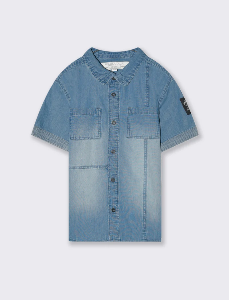 Camicia in denim mezza manica da bambino - Denim