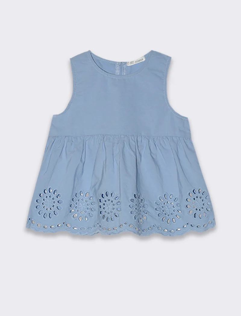 Top con ricami da neonata - Azzurro