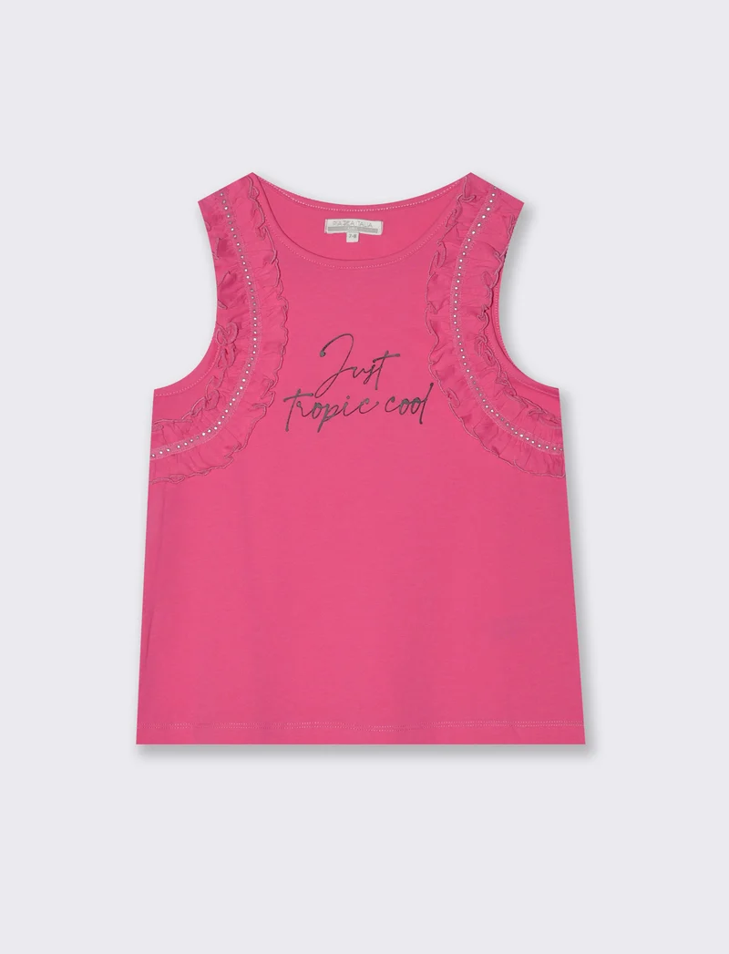 Canotta con rouches da bambina - Fuxia