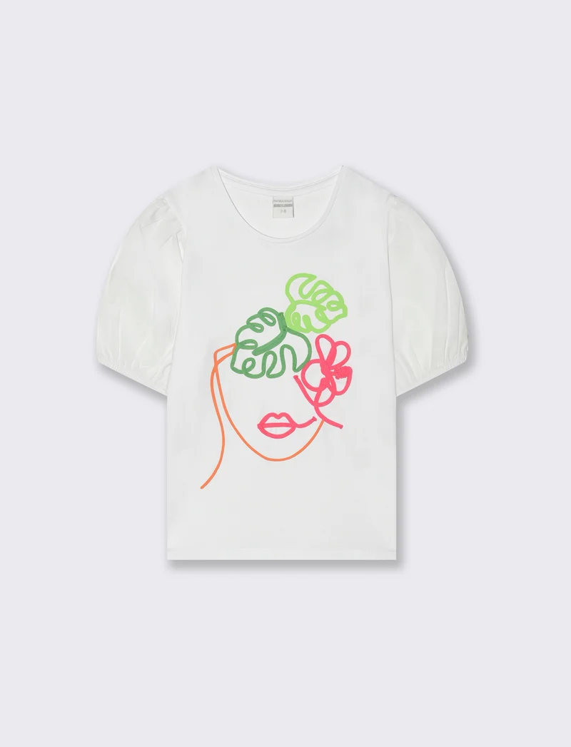 T-shirt maniche a palloncino da bambina - Bianco