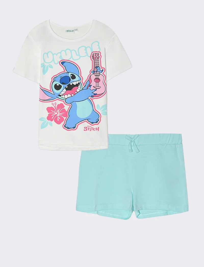 Completo Stitch da bambina - Bianco