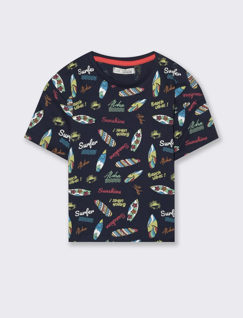 T-shirt mezza manica con stampe da neonato - Fantasia