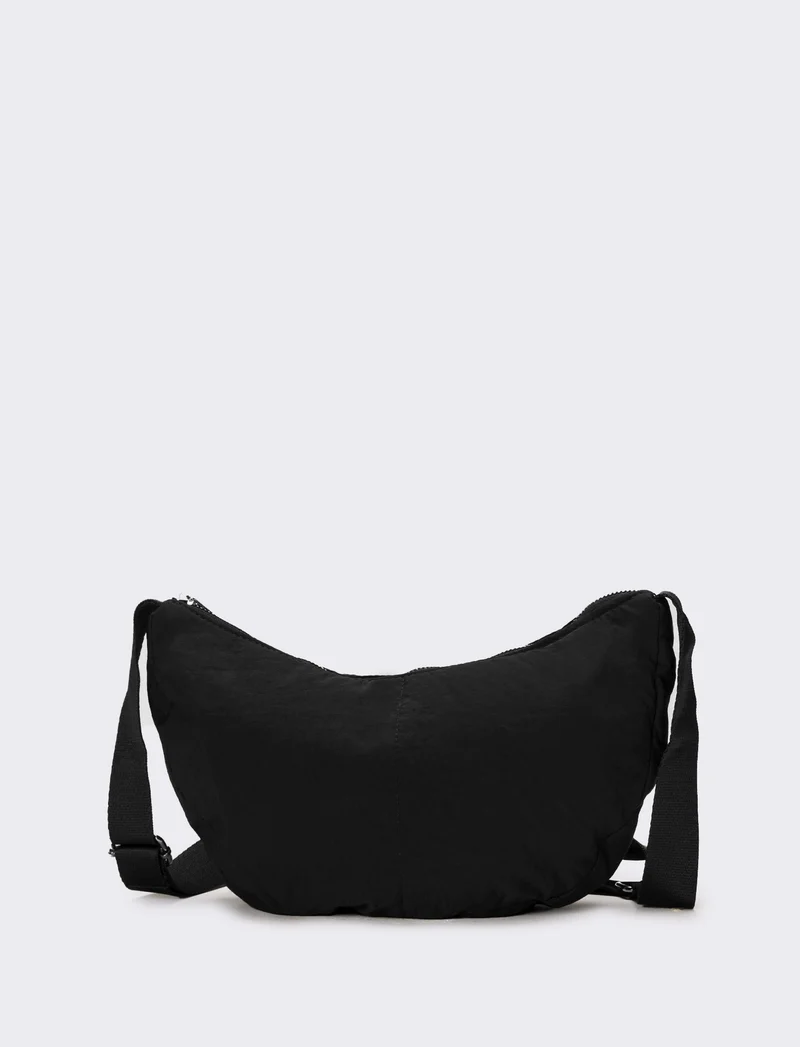 Borsa donna mezzaluna tracolla regolabile - Nero