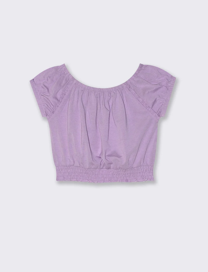 Blusa in jersey mezza manica da bambina - Lilla