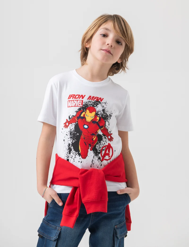 T-shirt con stamapa Marvel da bambino - Bianco