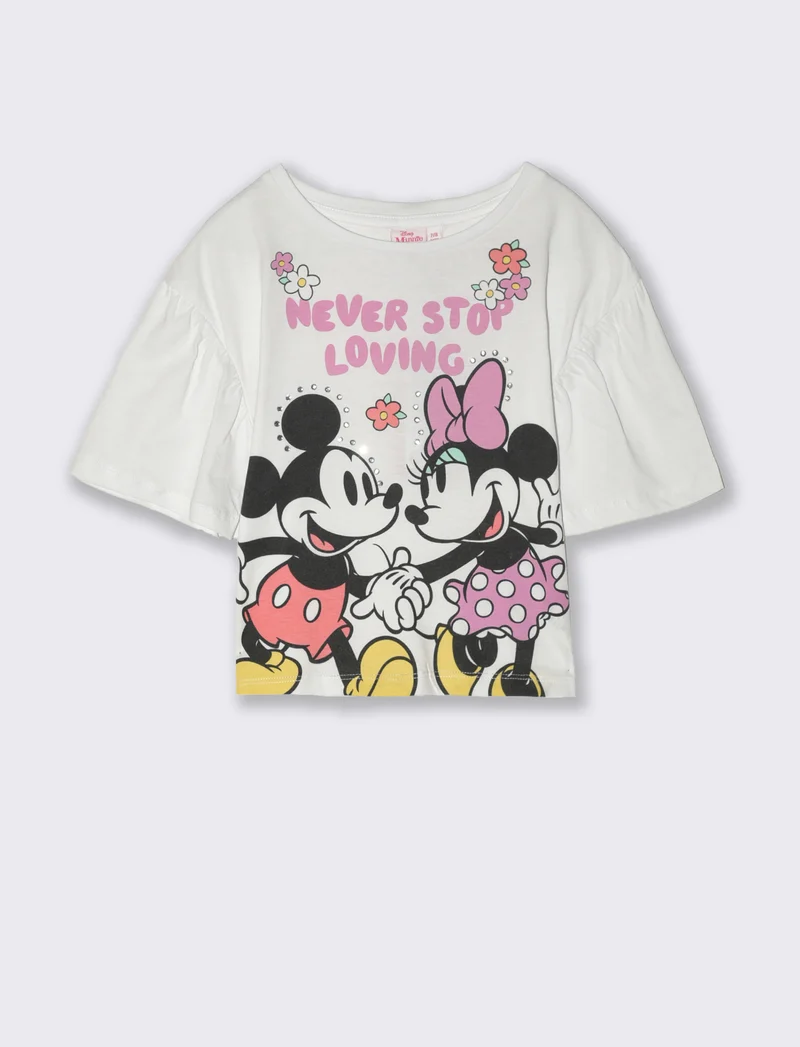 T-shirt con stampa Minnie da bambina - Bianco