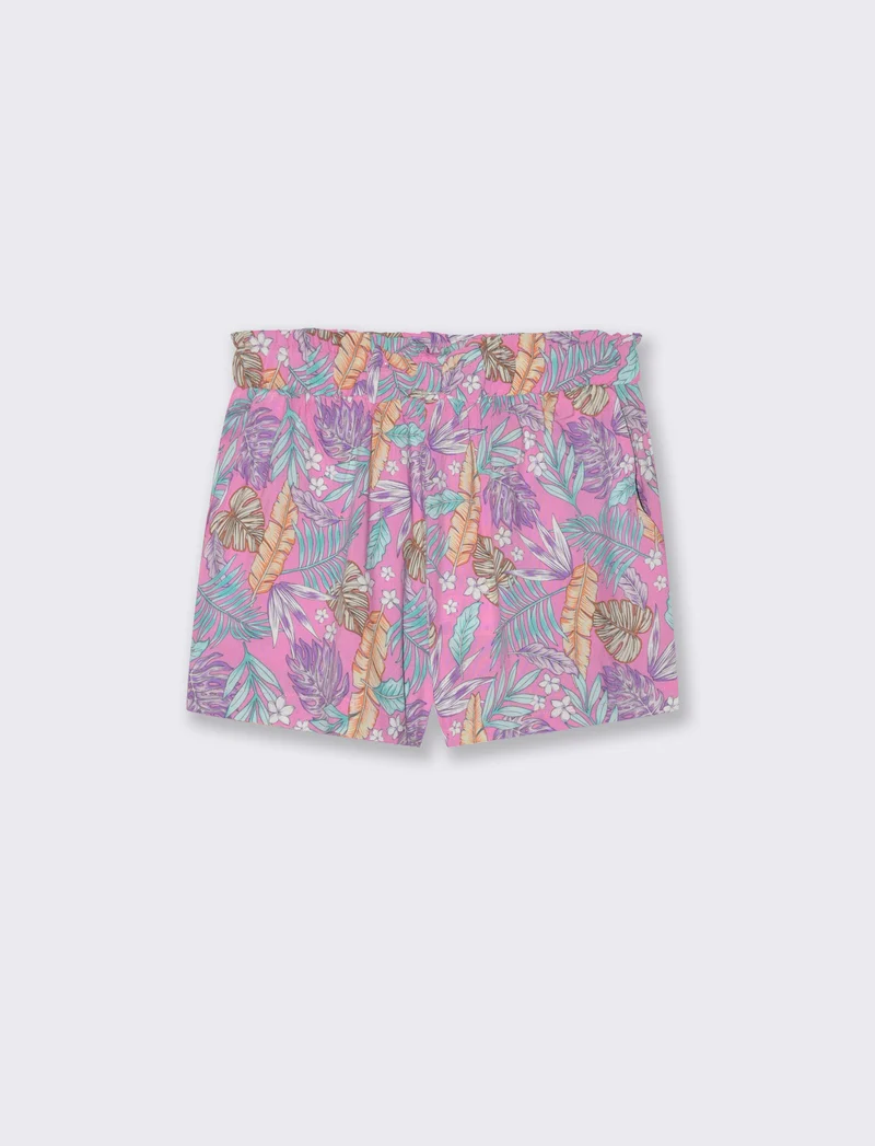 Short in viscosa stampata con fiocco da bambina - Fantasia