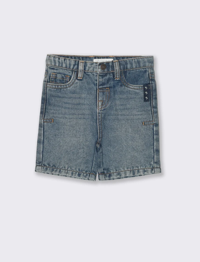 Bermuda con tasconi da neonato - Denim chiaro