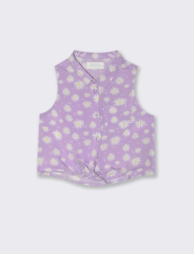 Camicia con fiocco da neonata - Lilla