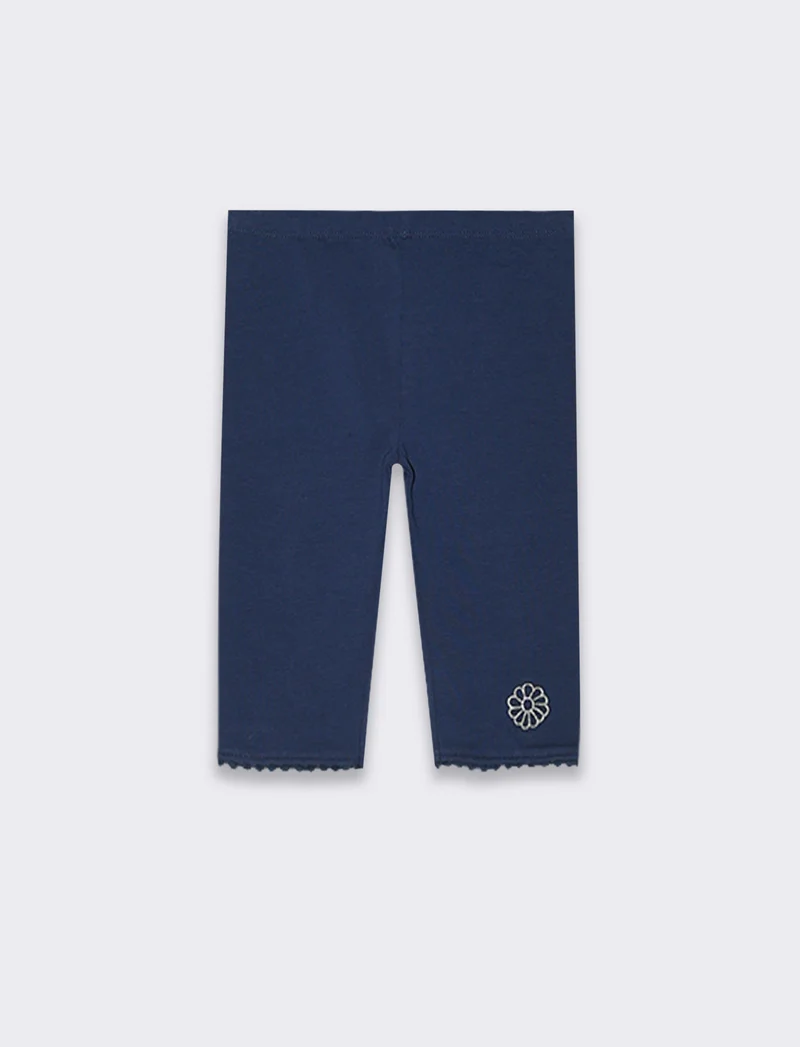 Leggings con ricamo da neonata - Blu