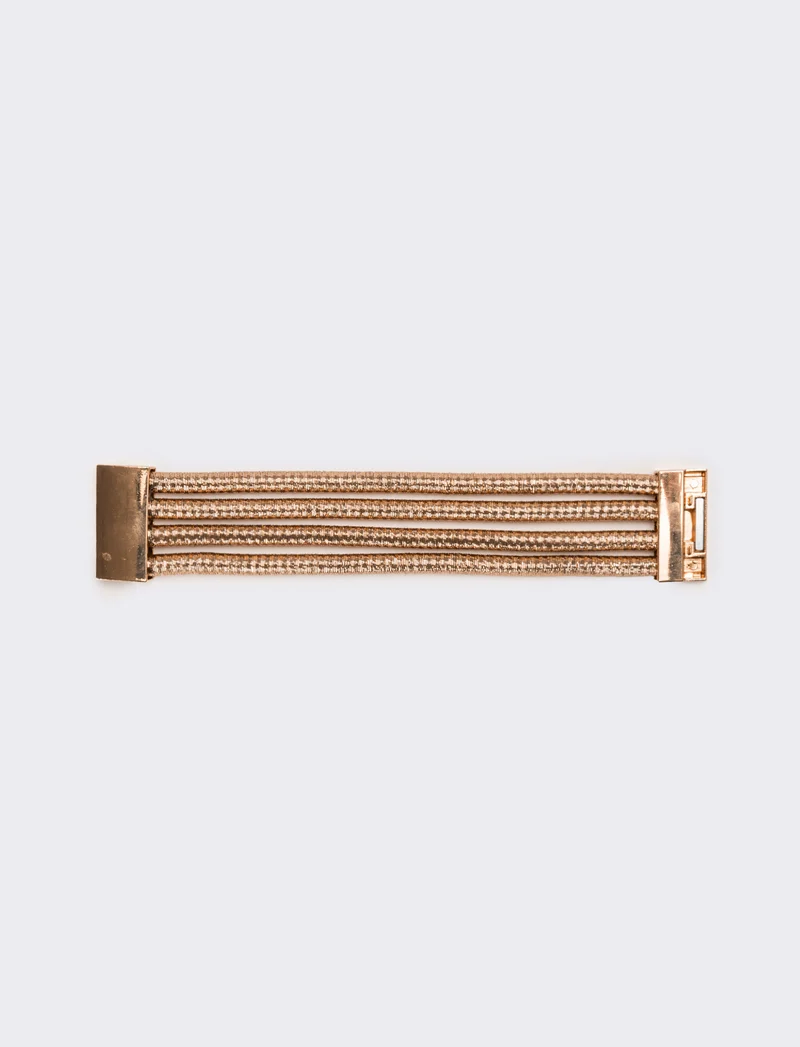 Bracciale donna 4 cordoni con chiusura metallica - Rosa