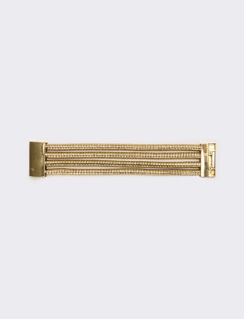 Bracciale donna 4 cordoni con chiusura metallica - Oro