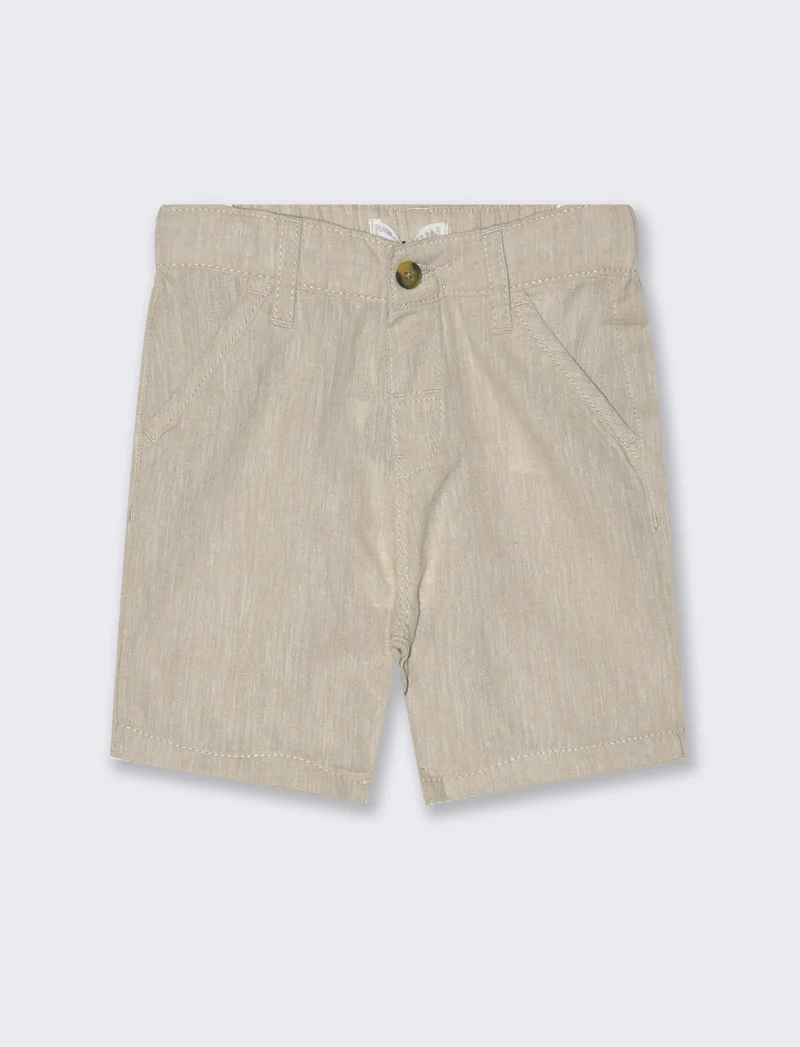 Shorts in misto lino da neonato - Beige