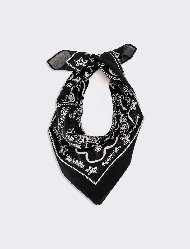 Foulard uomo 50x50cm 100% cotone bandana - Nero