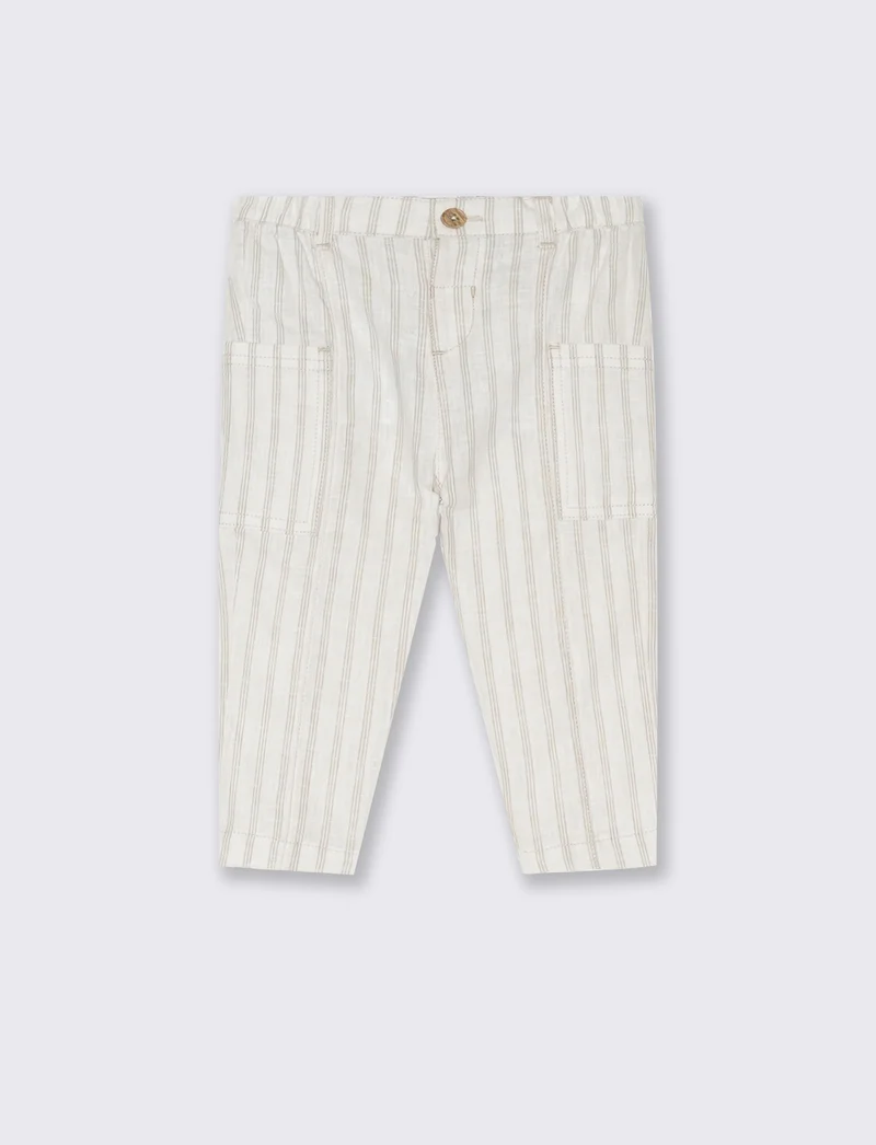 Pantalone rigato da neonato - Beige