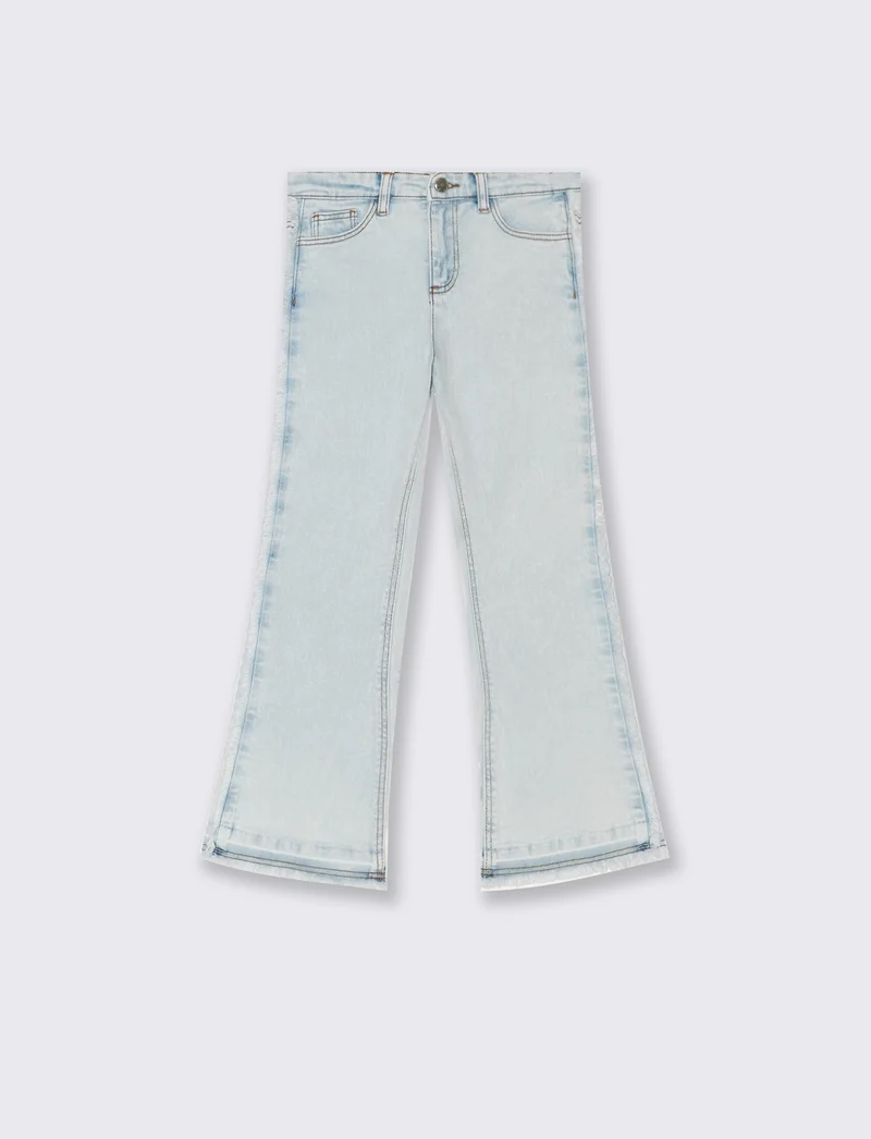 Jeans modello flare con fondo sfrangiato da bambina - Denim