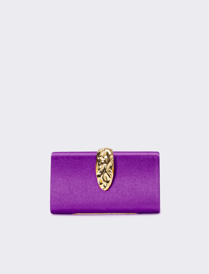 Borsa donna pochette in raso con accessorio - Viola