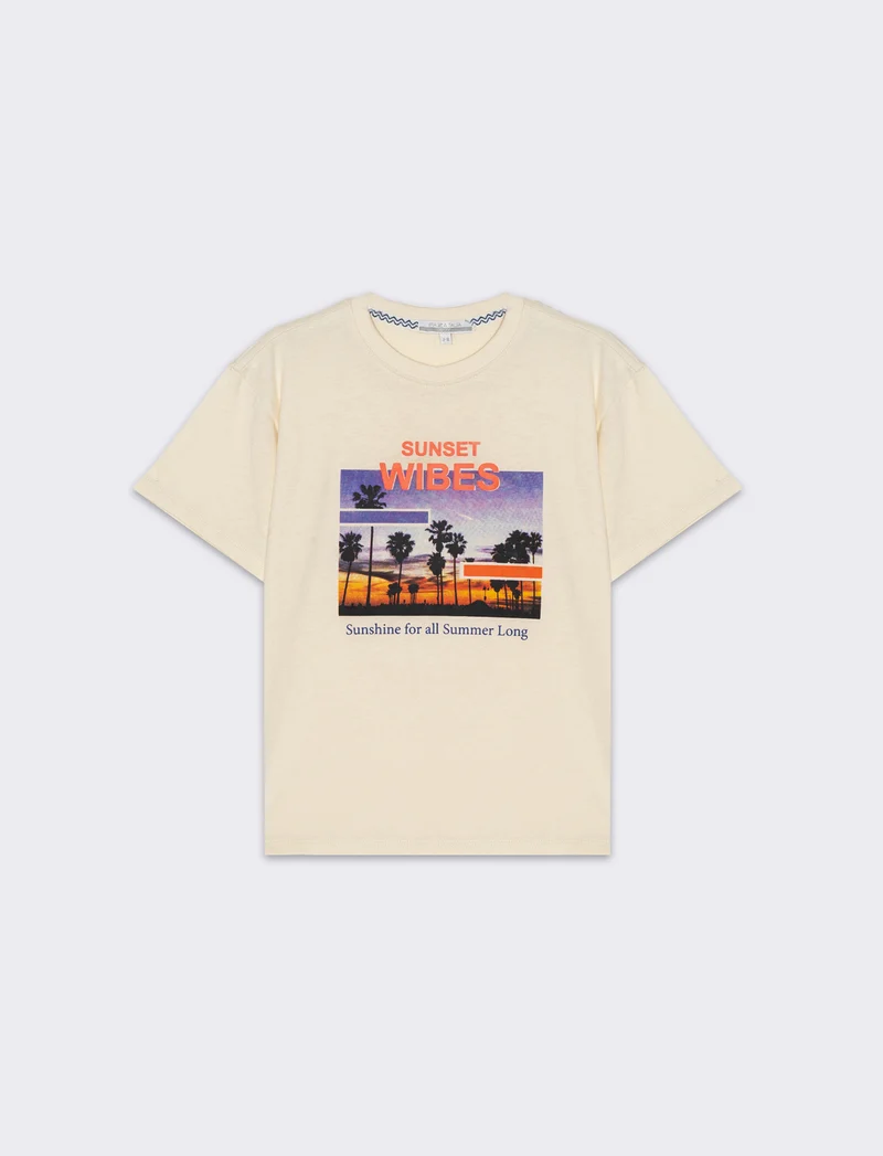 T-shirt con stampata da bambino - Beige