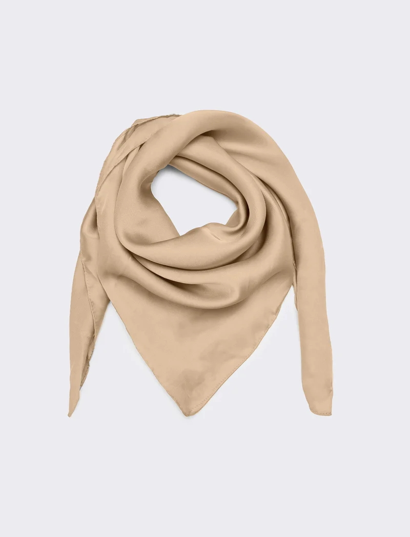 Foulard donna quadrato tinta unita 60 x 60 cm - Beige