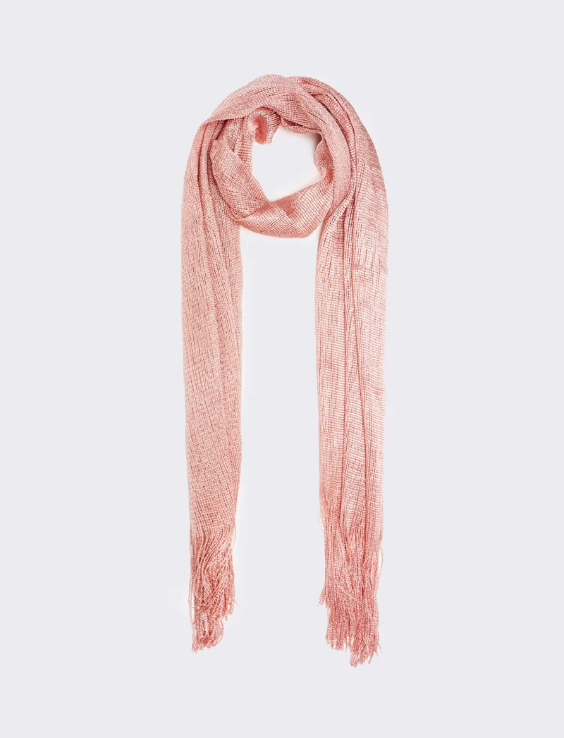 Foulard a rete con lurex 45 x 180 cm donna - Rosa