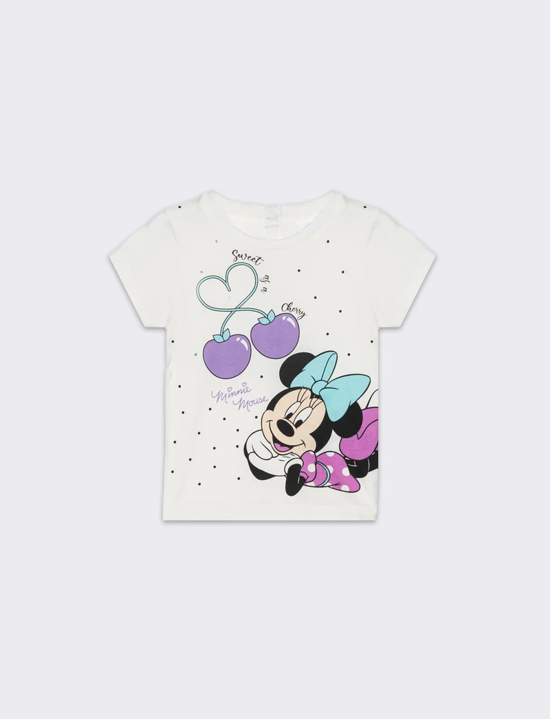 Maglietta manica corta Minnie da neonata - Bianco