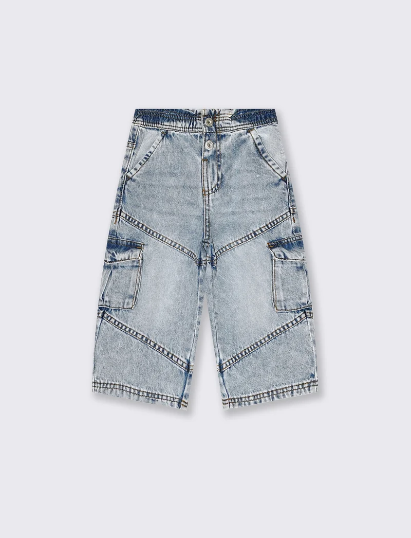 Jeans modello ampio con tasconi da neonata - Denim