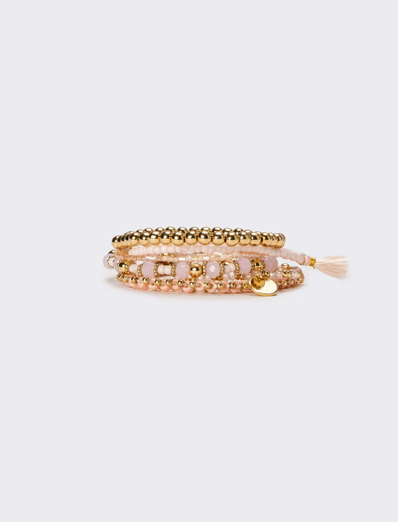 Bracciali donna 6 pezzi card con conteria - Rosa