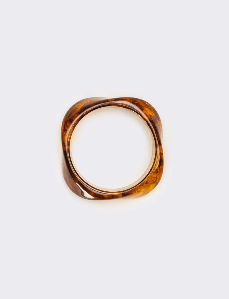 Bracciale donna rigido effetto resina - Marrone scuro