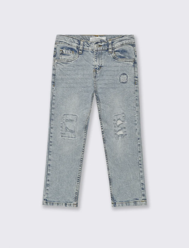 Denim 5 tasche rotture frontali da bambino - Denim