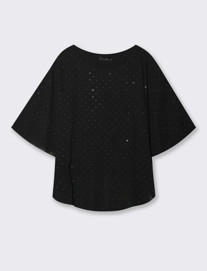 CASACCA OVER CON APPLICAZIONI STRASS - Nero