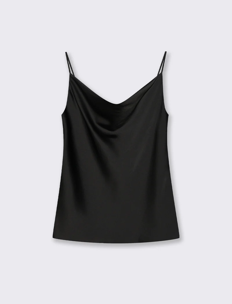 TOP IN SATIN - Nero