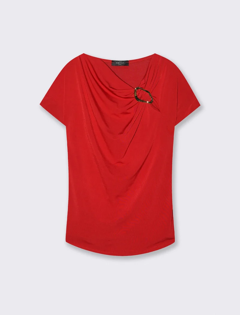 T-SHIRT CON FIBBIA - Rosso