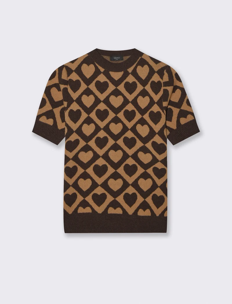 T-SHIRT IN MAGLIA - Marrone tabacco