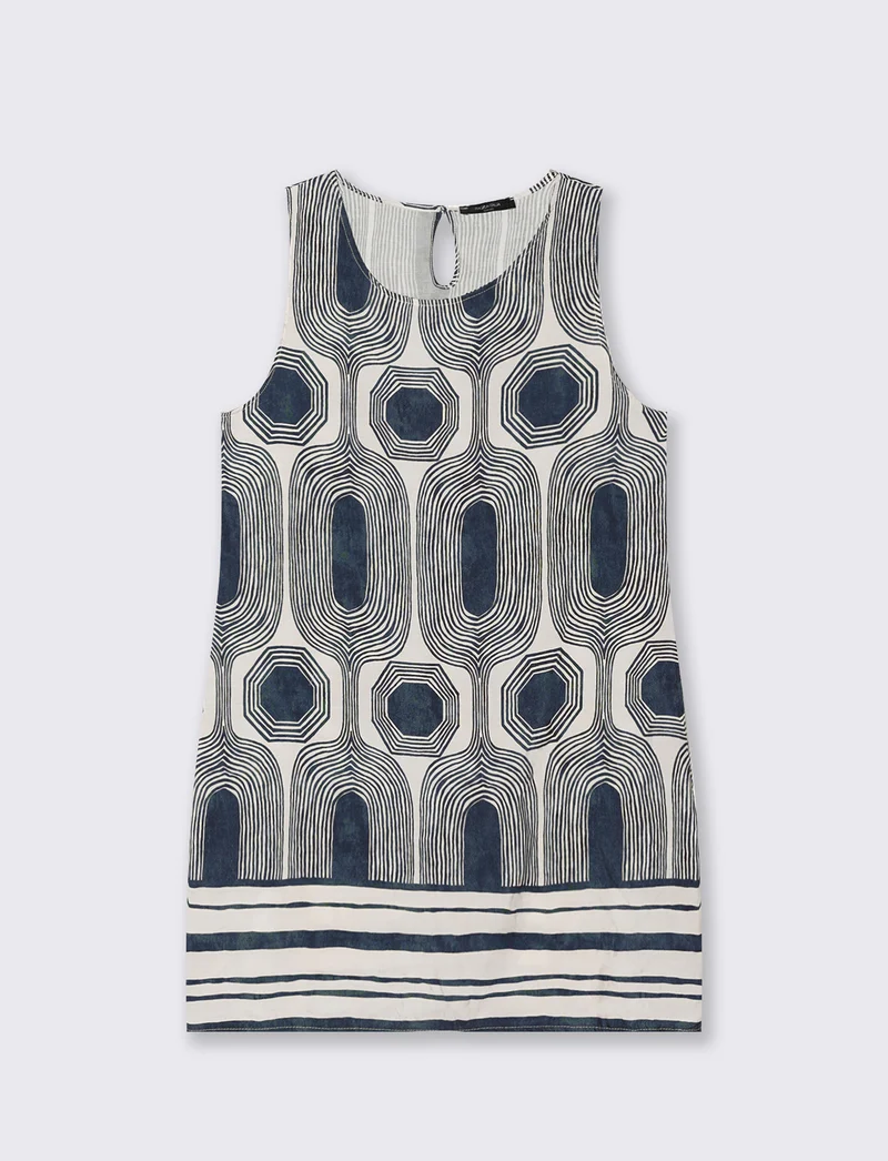 vestito in viscosa stampato - Blu