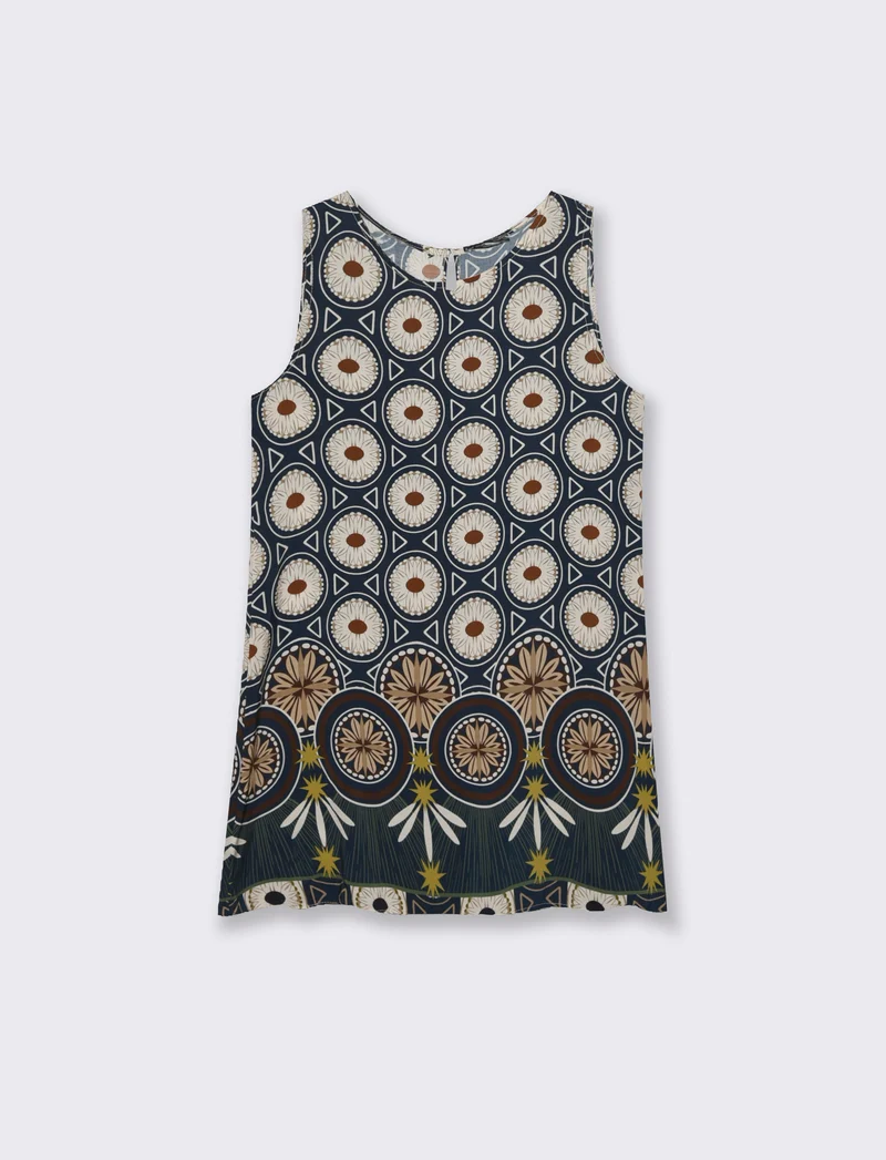 vestito in viscosa stampato - Blu