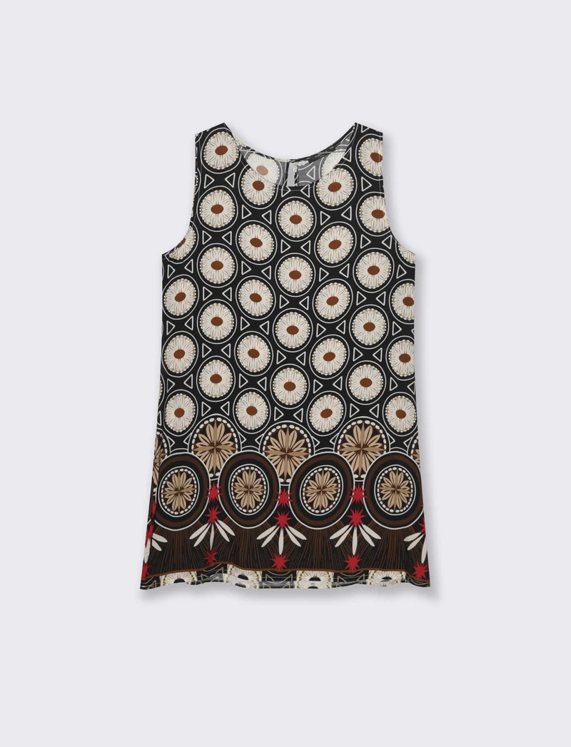 vestito in viscosa stampato - Nero