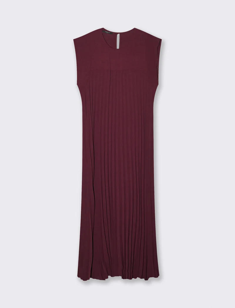 vestito lungo plisset giro manica - Rosso india