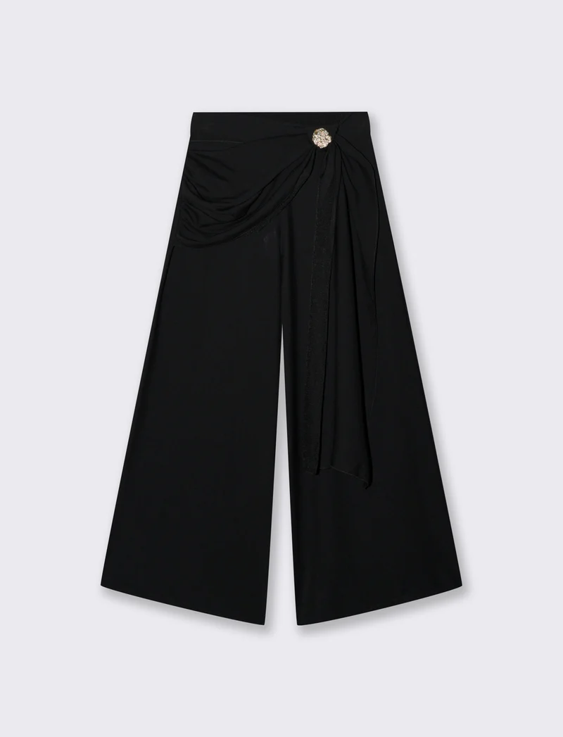 Pantalone largo con fusciacca e bottone - Nero
