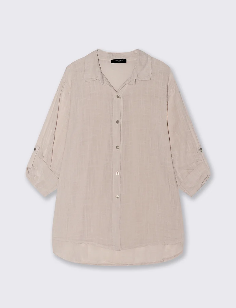 Camicia lunga in cotone per donna - Rosa