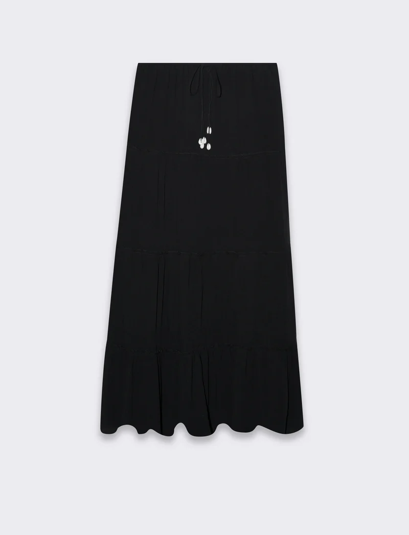 Gonna lunga con coulisse da donna - Nero