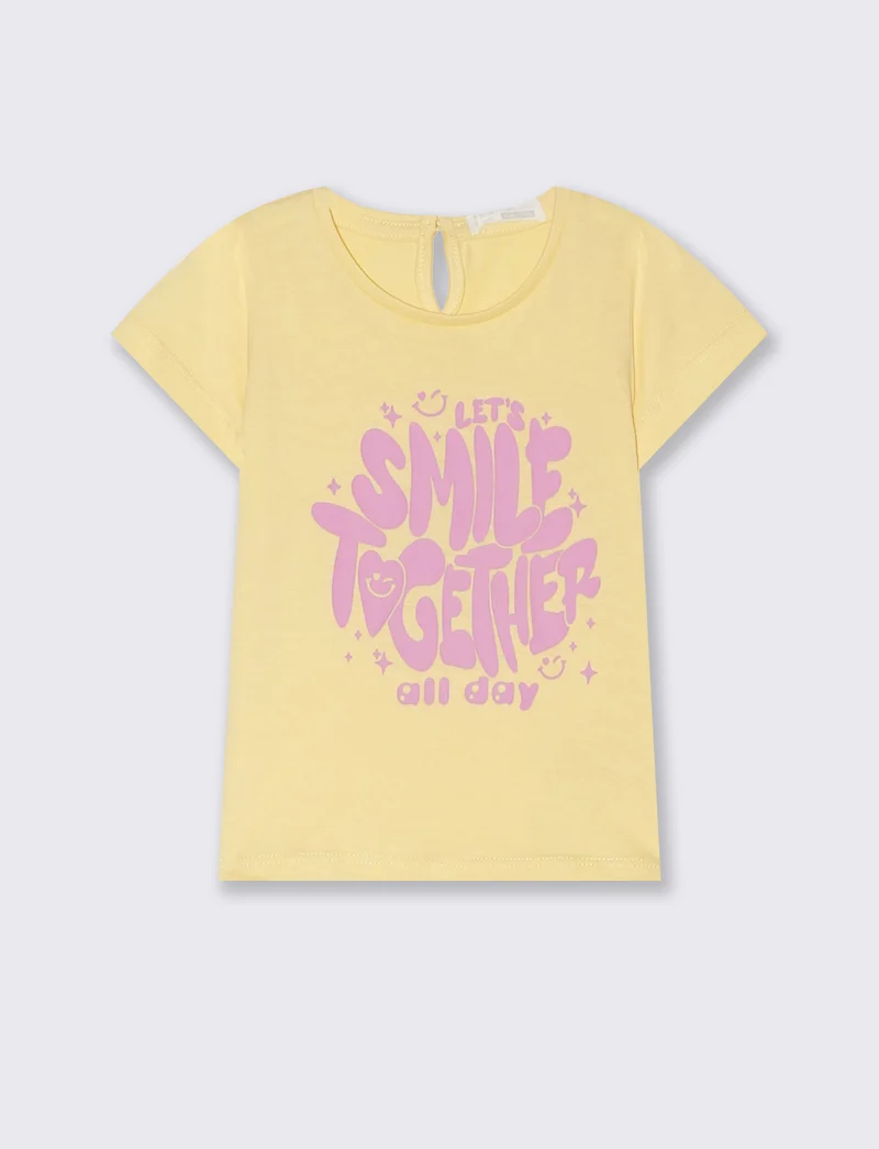 T-shirt basic manica corta da neonata - Giallo