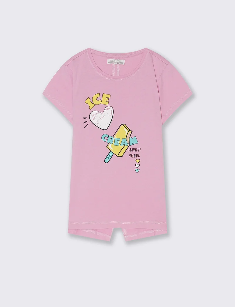 T-shirt mezza manica in cotone da bambina - Rosa
