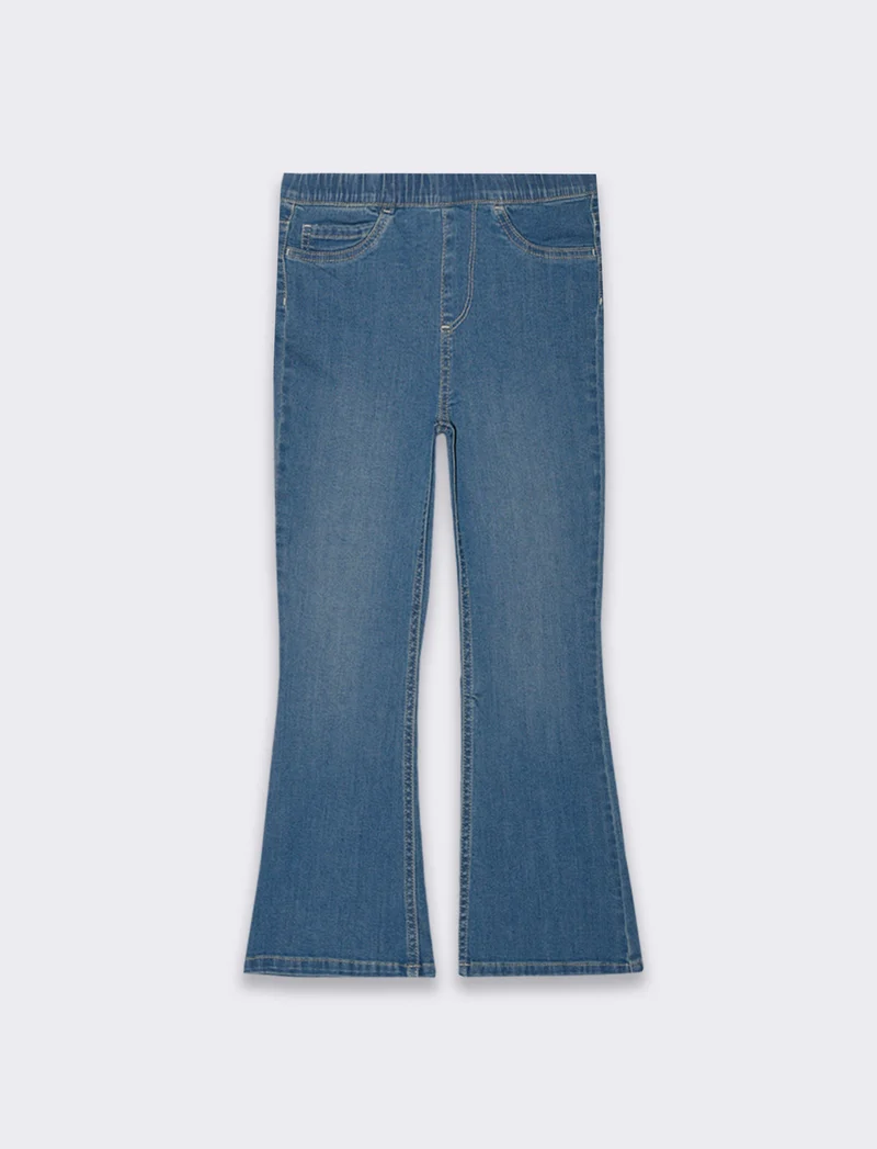 Leggings flare fit in denim elastico da bambina - Denim