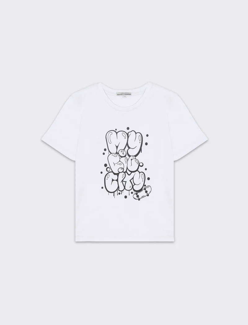 T-shirt con stampa da bambino - Bianco