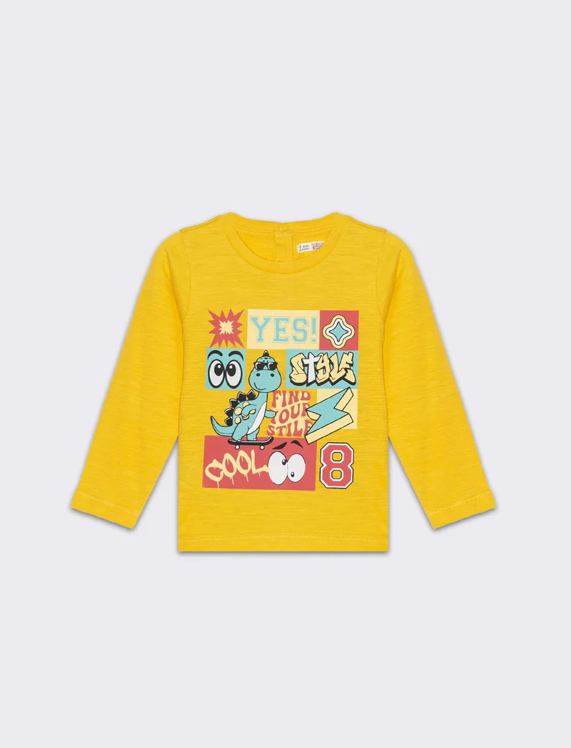 T-shirt girocollo stampata da neonato - Giallo