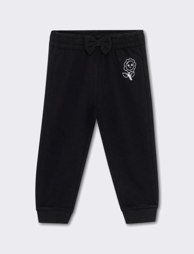 Jogger con fiocco da neonata - Nero